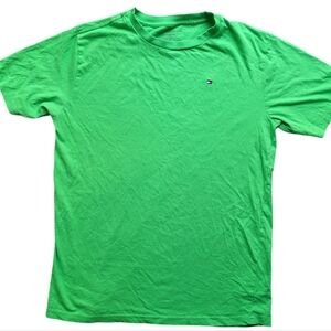 Tommy Hilfiger 100% Cotton Soft Green Short Sleeve Boys L/ XL 16/18 Logo T-shirt